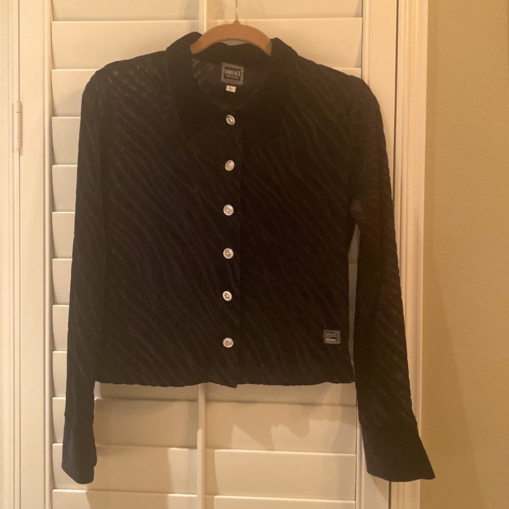 Women’s Versace jeans, couture, black, velvet blouse, shirt S